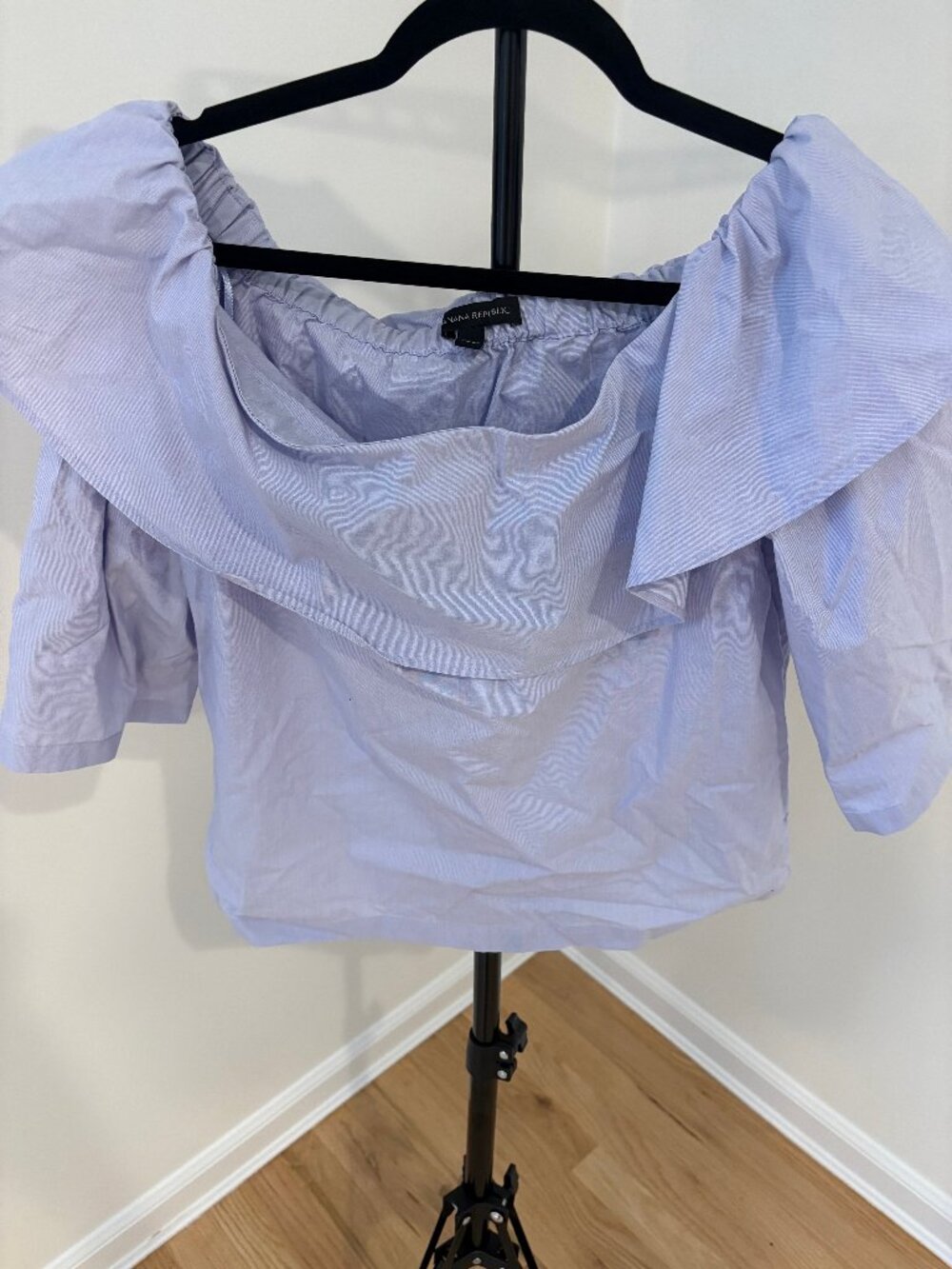 ☀️ Banana Republic Striped Off-Shoulder Cotton Poplin Ruffle Blouse - Size S